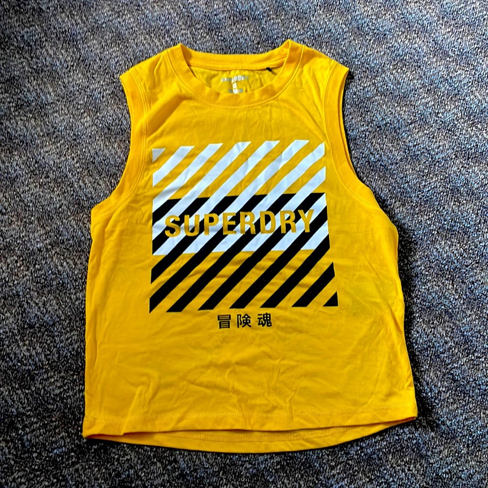 Yellow SuperDry Workout Muscle Tank